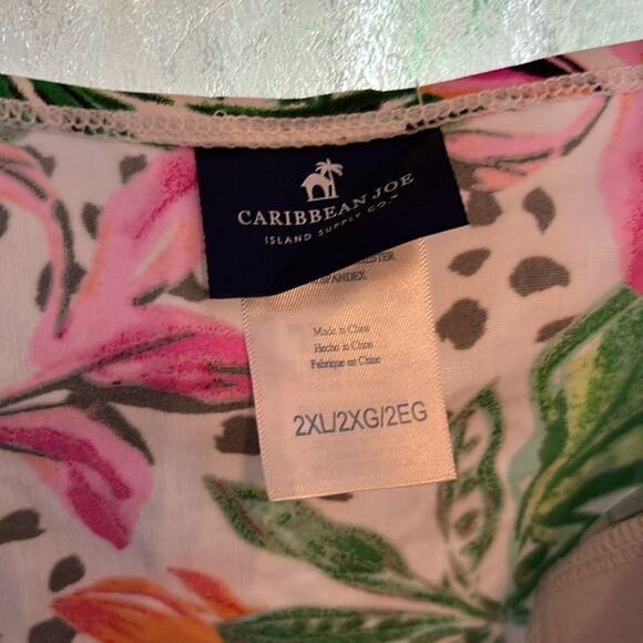 Caribbean Joe Women’s White Tropical Floral Print Tankini Top Size 2XL - Picture 4 of 6